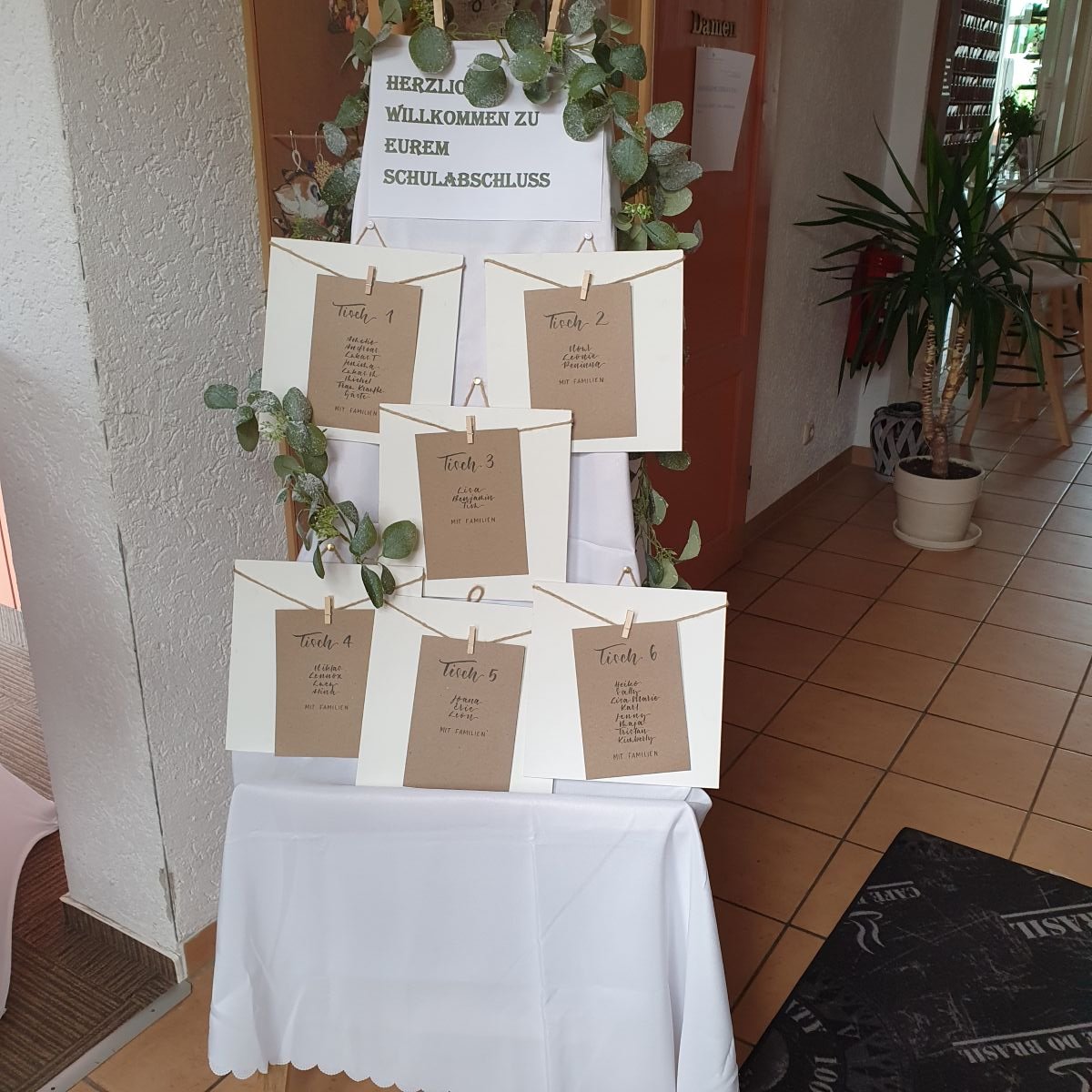 Willkommensschild zur Hochzeit im Bayerischen Hof Grünbach – Staffelei im Eingangsbereich der Hochzeitslocation