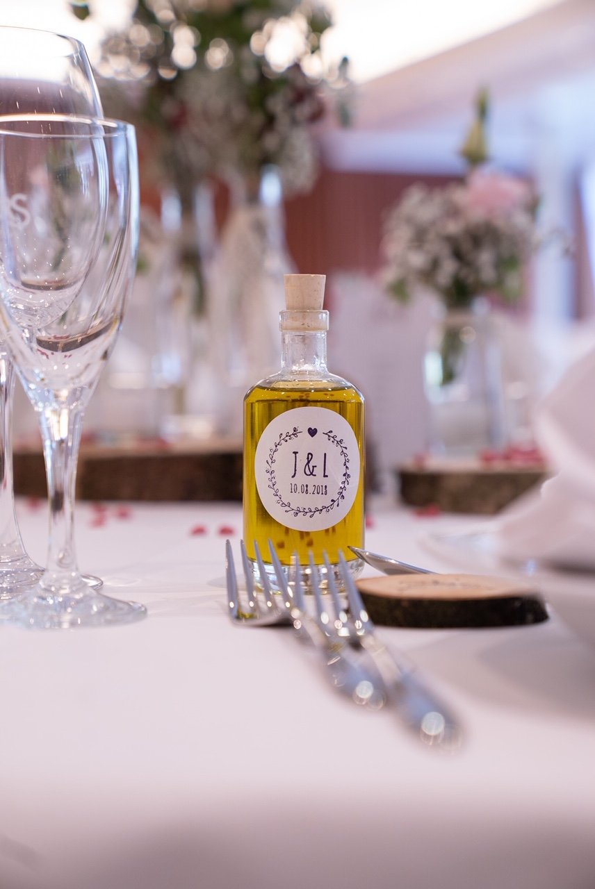 Detail der Hochzeitsdekoration im Hollenstedter Hof in Hollenstedt