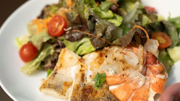 Fein angerichtete Vorspeise für eine Hochzeitsfeier im Restaurant des Reitpark Mergenthau